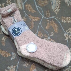 Life Is Good Soft Pink Fuzzy Socks